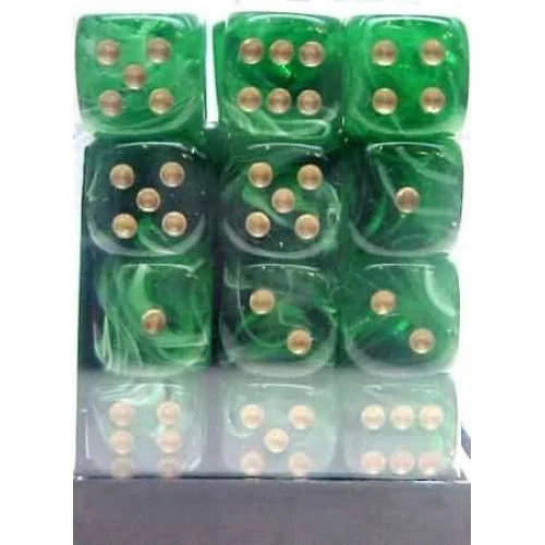 Chessex - 36D6 - Vortex - Green/Gold