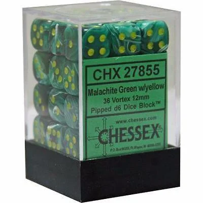 Chessex - 36D6 - Vortex - Malachite Green/Yellow