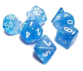 Chessex - 7-Dice Set - Borealis - Sky Blue/White