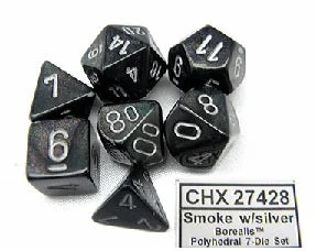 Chessex - 7-Dice Set - Borealis - Smoke/Silver