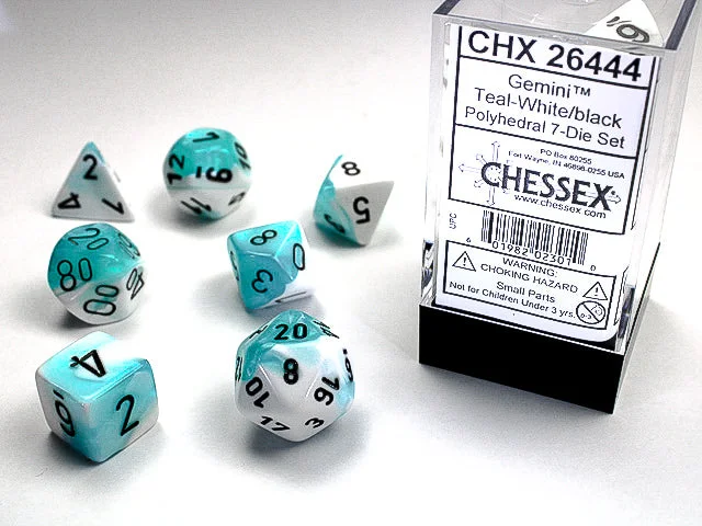 Chessex - 7-Dice Set - Gemini - Teal-White/Black