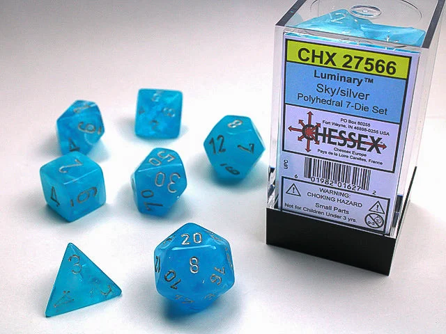 Chessex - 7-Dice Set - Luminary - Sky/Silver