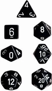 Chessex - 7-Dice Set - Opaque - Black/White