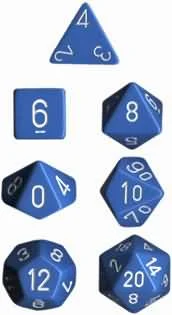 Chessex - 7-Dice Set - Opaque - Light Blue/White