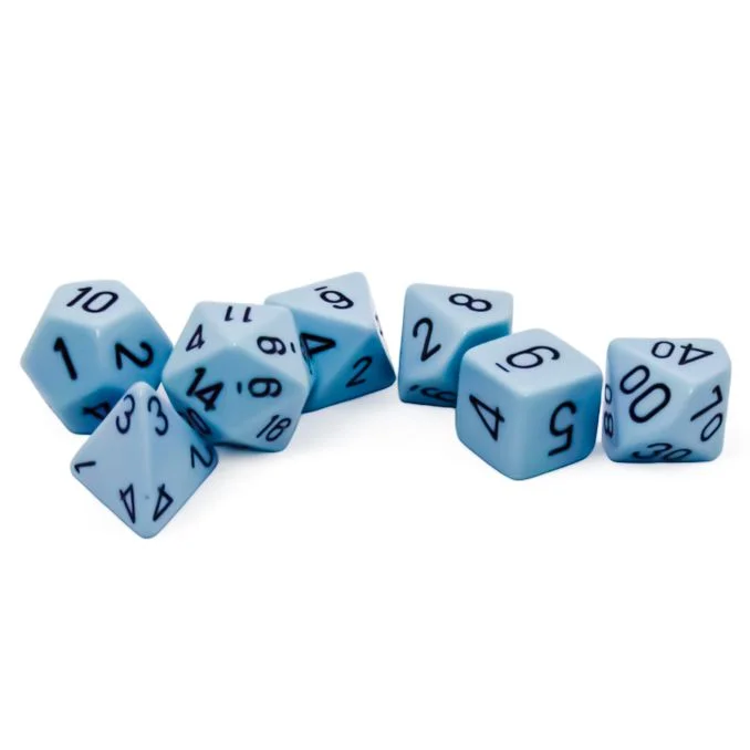 Chessex - 7 Piece - Opaque - Pastel Blue/Black