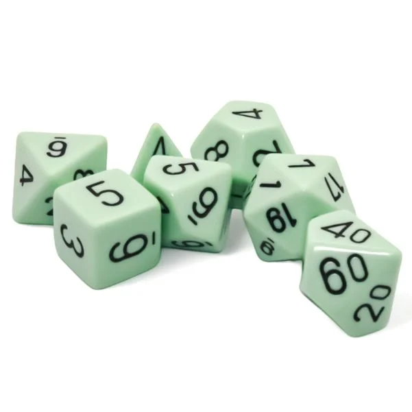 Chessex - 7 Piece - Opaque - Pastel Green/Black