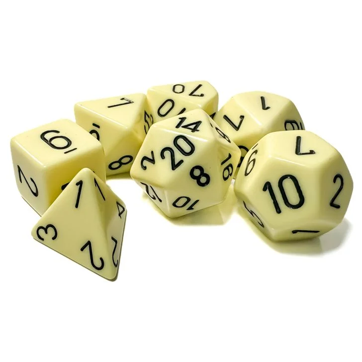 Chessex - 7 Piece - Opaque - Pastel Yellow/Black