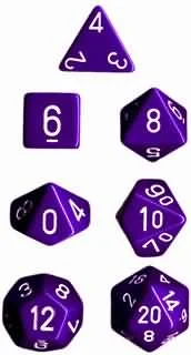 Chessex - 7 Piece - Opaque - Purple/White