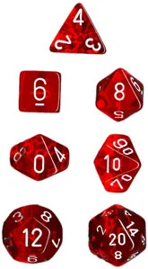 Chessex - 7 Piece - Translucent - Red/white