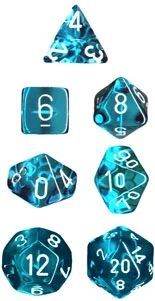 Chessex - 7 Piece - Translucent - Teal/white