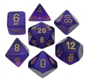 Chessex - 7-Dice Set - Borealis - Royal Purple/Gold