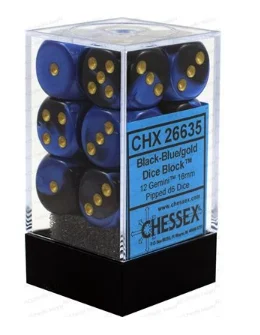 Chessex - Gemini: 12D6 Black-Blue / Gold