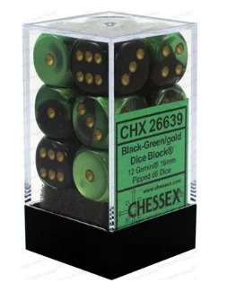 Chessex - Gemini: 12D6 Black-Green / Gold