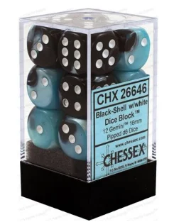 Chessex - Gemini: 12D6 Black-Shell / White