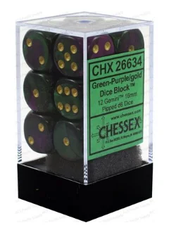 Chessex - Gemini: 12D6 Green-Purple / Gold