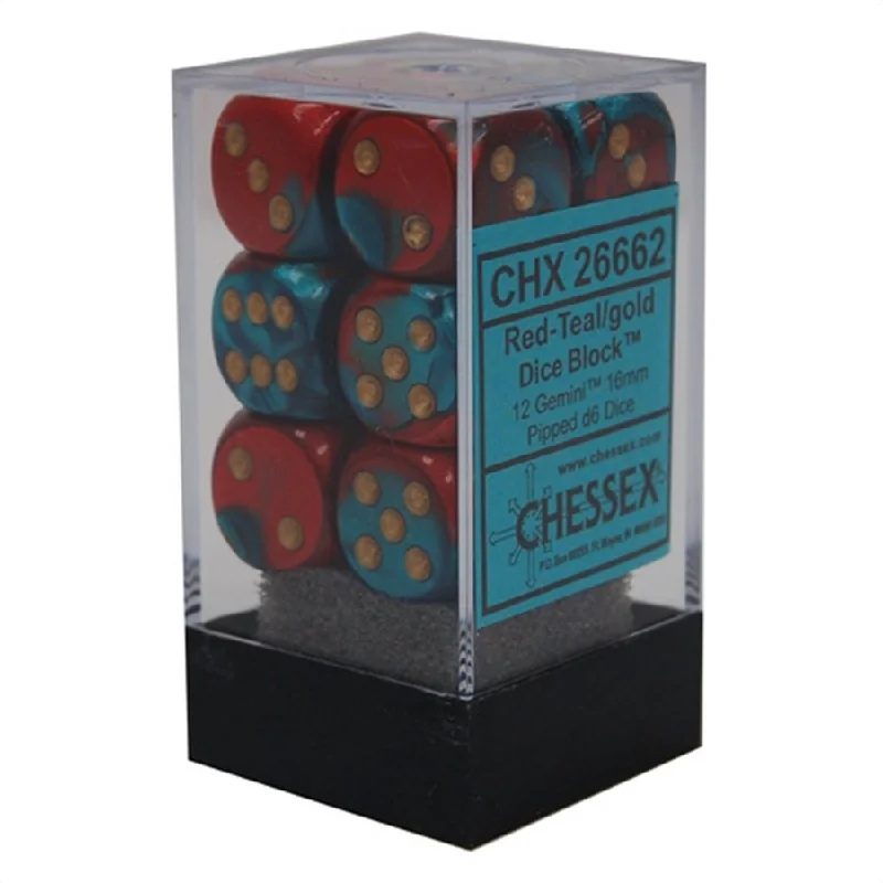 Chessex - Gemini: 12D6 Red-Teal / Gold