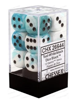 Chessex - Gemini: 12D6 White-Teal / Black