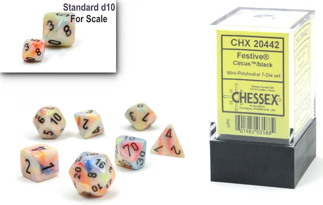 Chessex - 7-Dice Set - Mini Festive - Circus / Black