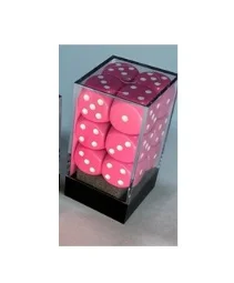 Chessex - Opaque: 12D6 Pink / White