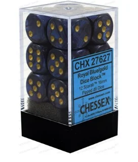 Chessex - 12D6 - Scarab - Royal Blue / Gold