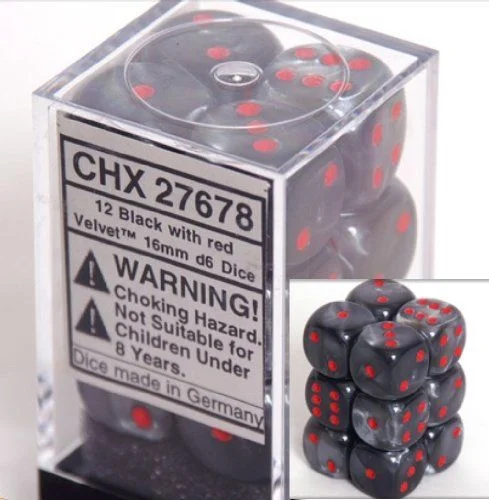 Chessex - Velvet: 12D6 Black / Red